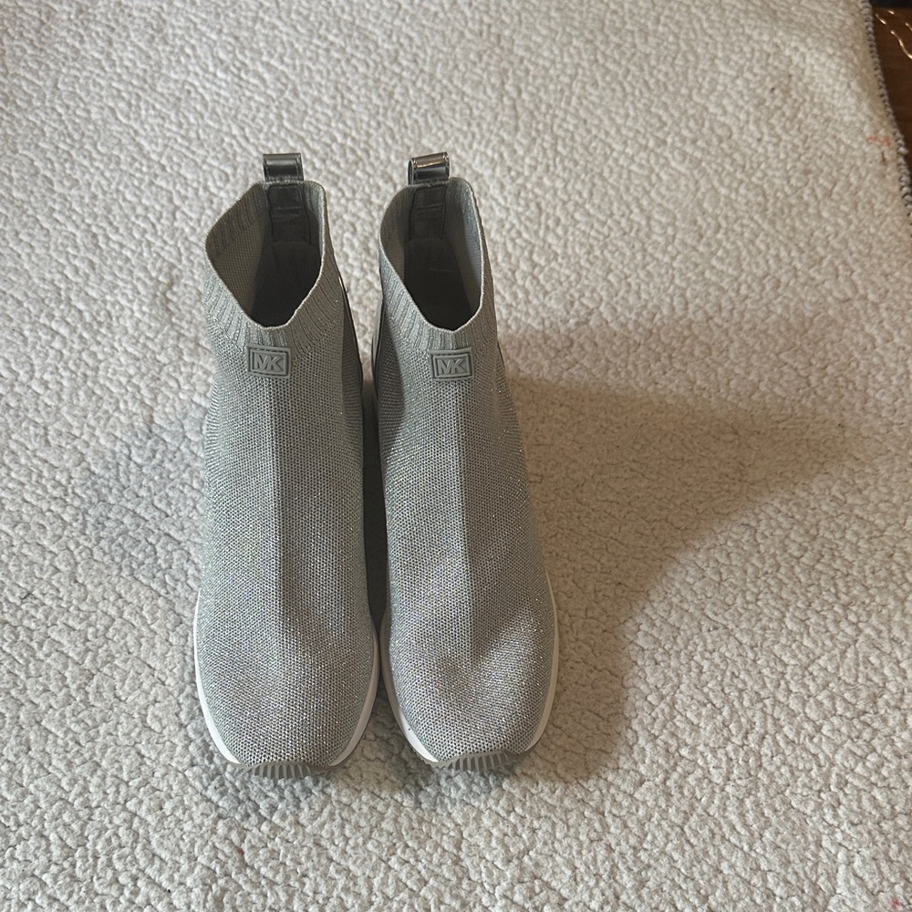 Michael Kors Silver Knit Ankle Boots